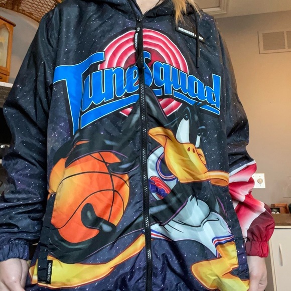 Space jam bomber rain jacket with characters size large zip up zipper tune squad - Picture 5 of 7